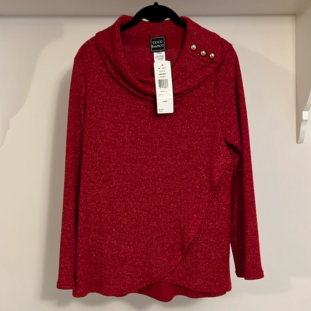Coco Bianco Sparkly Cowl Neck Sweater NWT